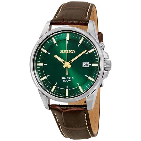 Seiko Kinetic Green Dial Leather Men's Watch SKA533 - Seiko - Shop ...