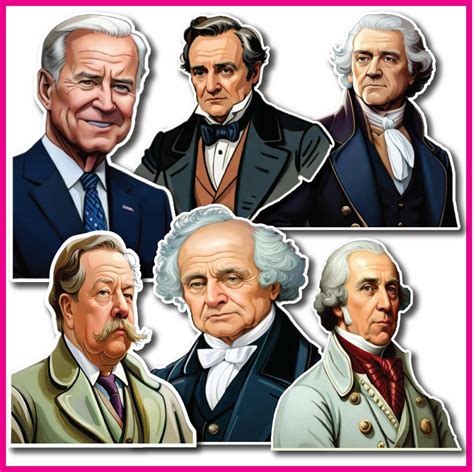 Printable United States Presidents Stickers | Coloring Pages US Presidents, Clipart, Digital ...