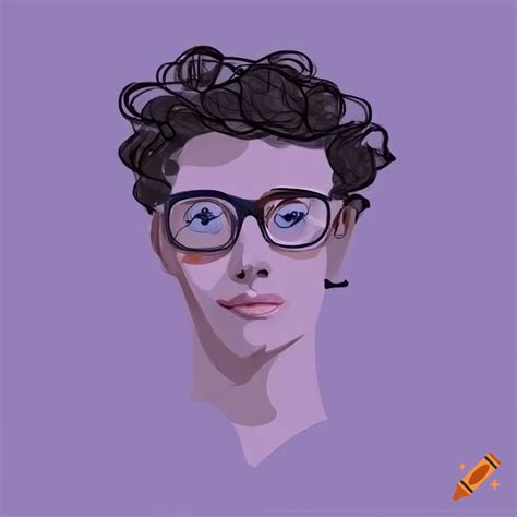 Minimalist sketch of a man with glasses and curly hair on Craiyon