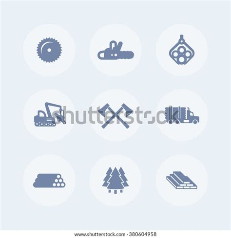 Logging Forestry Equipment Icons Sawmill Logging Stock Vector (Royalty ...