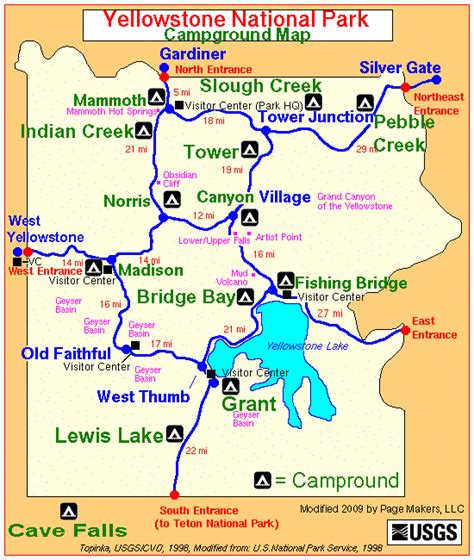 Yellowstone National Park Campground Map | Yellowstone campgrounds ...