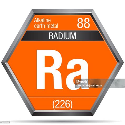 Simbol Radium Berupa Segi Enam Dengan Bingkai Logam Nomor Elemen 88 Dari Tabel Periodik Elemen ...
