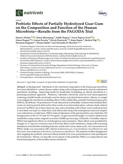 Prebiotic Effects of Partially Hydrolyzed Guar Gum On The Composition ...