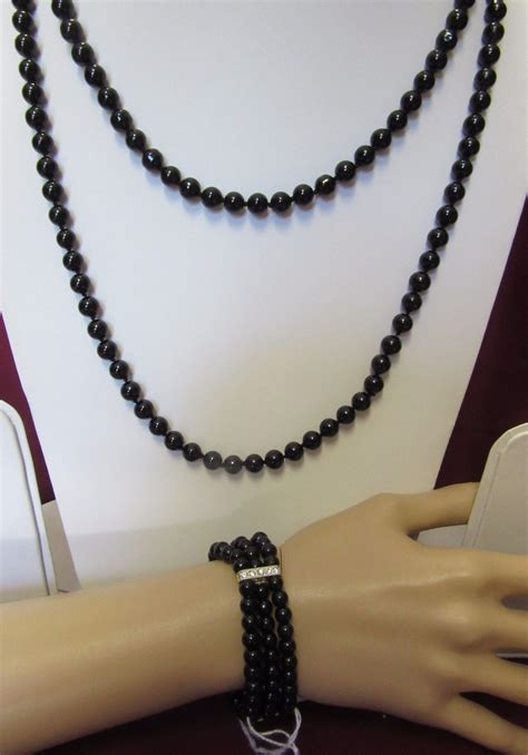 Necklace Black Beads Pendants and Bracelet Set Jewelry #28754 | DesiClik.com, USA