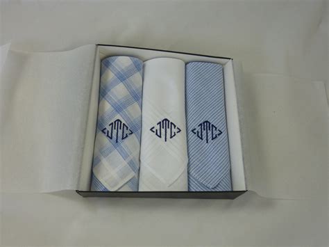 Monogrammed Handkerchiefs. Mens Plaid Blue by TimelessEmbroidery