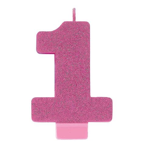 No. 1 Pink Glitter Numeral Pink Candle – The Fairy Shop