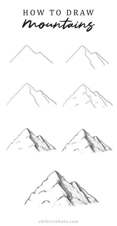 How to Draw Mountains: Easy Step by Step Tutorial | Pencil drawings for beginners, Mountain ...