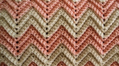 Baby Ripple, Chevron Afghan, Crochet Blanket, Throw Peach and Cream ...