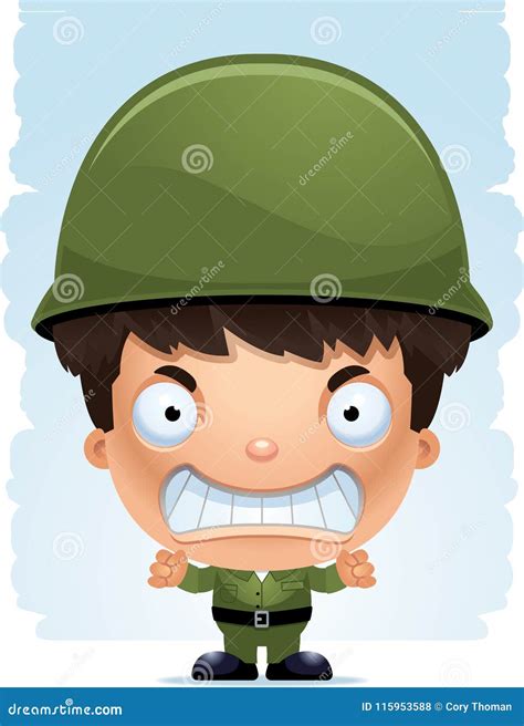 Angry Cartoon Boy Soldier stock vector. Illustration of people - 115953588