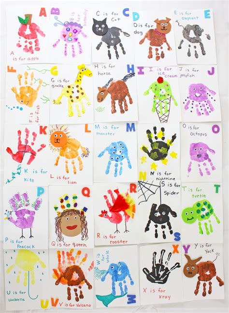 Handprint Alphabet Flashcards | Preschool art activities, Handprint crafts, Daycare crafts