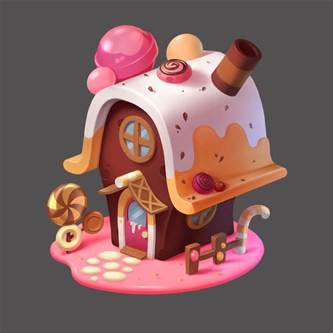 ArtStation - from 3d to 2d candy house