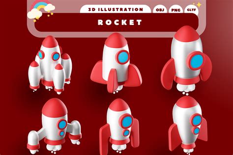 Free Rocket 3D Illustration pack from Science & Technology 3D Illustrations