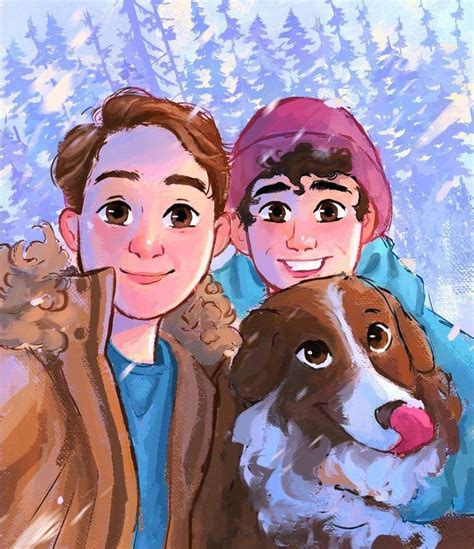 Nick & Charlie in Snow with Nellie 🐶💕 | Art, Lgbt book, Fan art