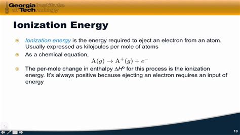 How To Write An Ionization Energy Equation