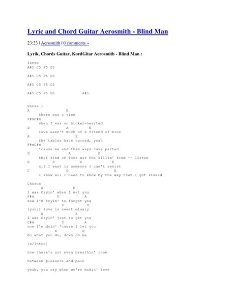 Lyric and chord guitar aerosmith