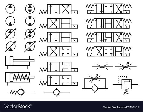 Set of hydraulic symbols Royalty Free Vector Image