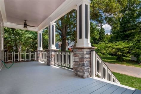 Front Porch with Stone Columns - Artistic Contractors