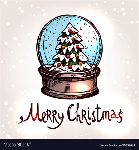 Christmas Card With Hand Drawn Snowglobe Vector Image