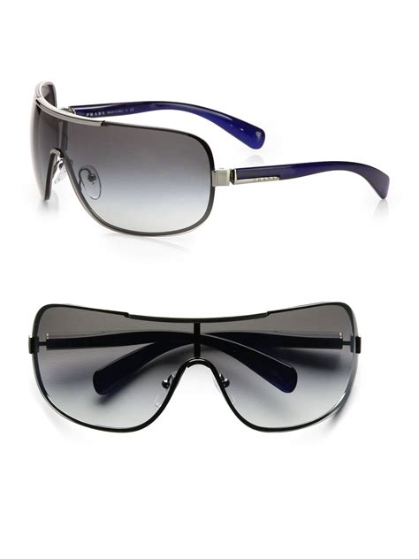 Lyst - Prada Oversized Metal Shield Sunglasses in Gray for Men