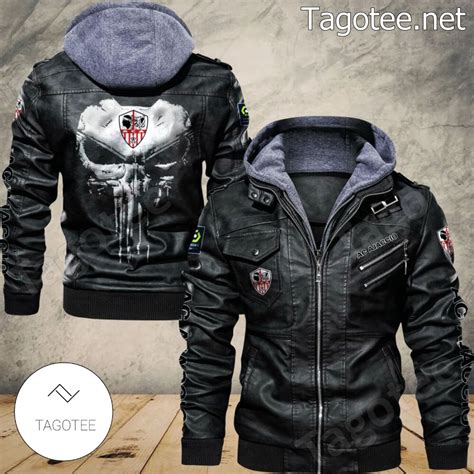 AC Ajaccio Logo Sport Leather Jacket - Tagotee