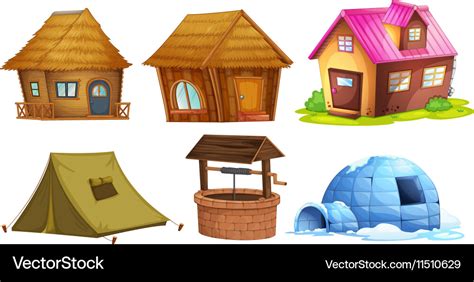 Different kinds of shelters Royalty Free Vector Image