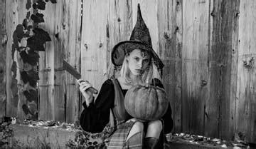 475 Blonde Woman Posing Witch Costume Stock Photos - Free & Royalty ...