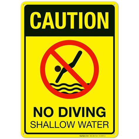 Caution No Diving Shallow Water Sign. Pool Sign - Walmart.com - Walmart.com