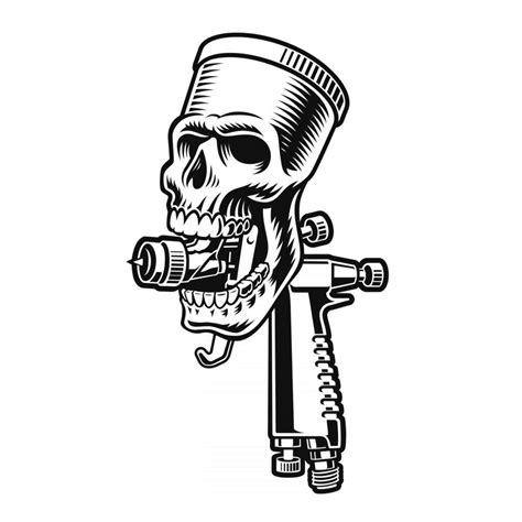 A skull spray gun vector illustration 2641452 Vector Art at Vecteezy