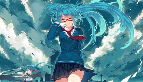 Fond d'écran : Anime, Filles anime, Hatsune Miku, Vocaloïde, Cheveux bleus, cheveux longs, des ...