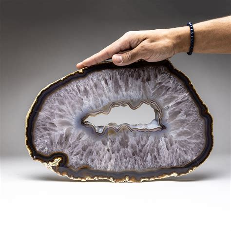 Agate Geode Slice With Amethyst Quartz Center + Acrylic Display Stand - Love By Astro Gallery ...