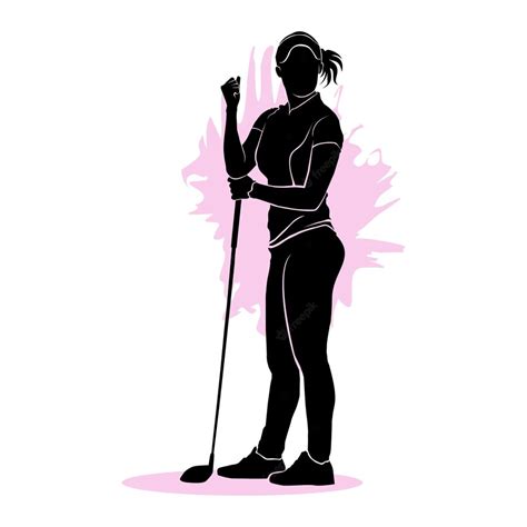 Premium Vector | Silhouette of a female golfer isolated on a white background