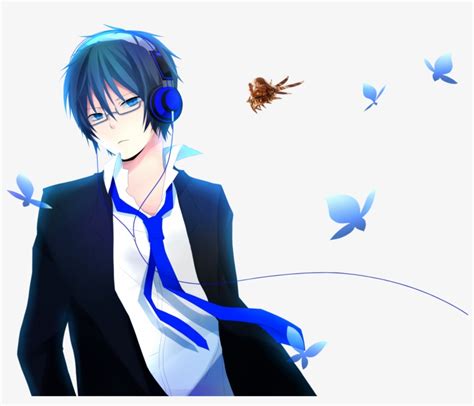 Cute Anime Boy With Hoodie And Headphones - pic-dink