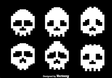 Pixel White Skull Vectors - Download Free Vector Art, Stock Graphics & Images