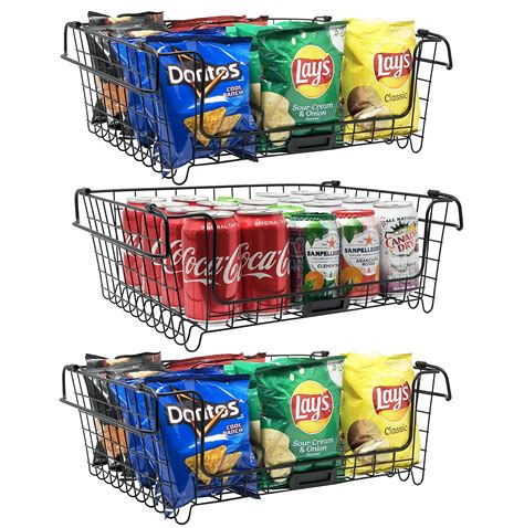 Buy THE PERFECT XXL Wire Basket, Set of 3 Pantry Baskets | Metal ...