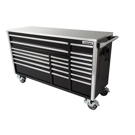 Husky Professional-Duty 72 inch W x 24.6 inch D 20-Drawer Mobile Workbench with Stainless ...