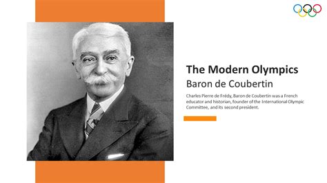Elegant And Modern Baron De Coubertin PPT Slide Design