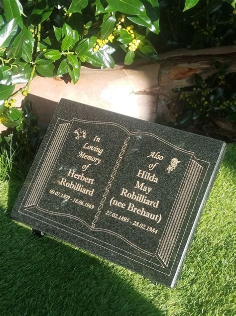 Memorial Grave Plaque Stone Engraved Bible Headstone Open Book Granite Marker | Headstones ...