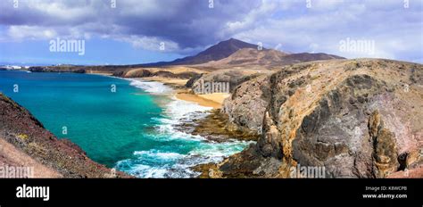 Impressive volcanic landscape of Lanzarote island,Canary,Spain Stock Photo - Alamy