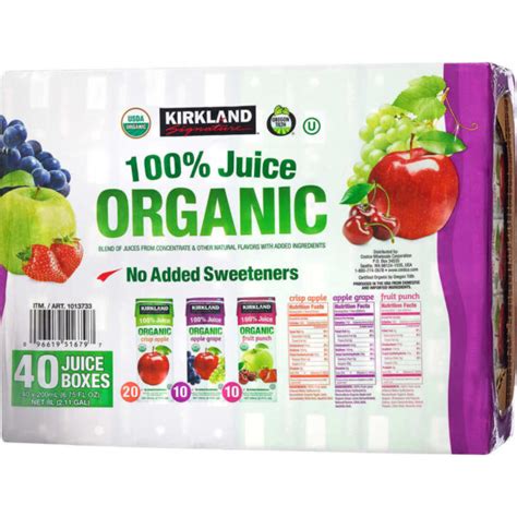 Juice Combo-Kirkland Organic Juice Boxes, 200 ml, Apple, Apple-Grape ...