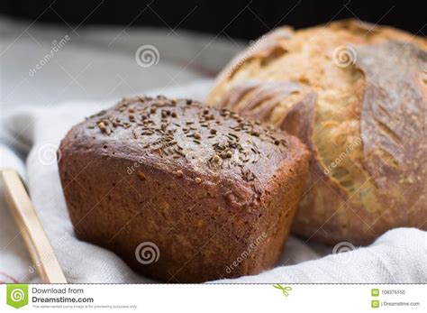 Whole wheat and rye bread. stock photo. Image of flour - 108376150