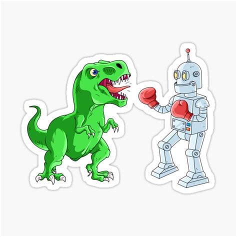 "T rex vs Robot" Sticker for Sale by rmmiranda123 | Redbubble