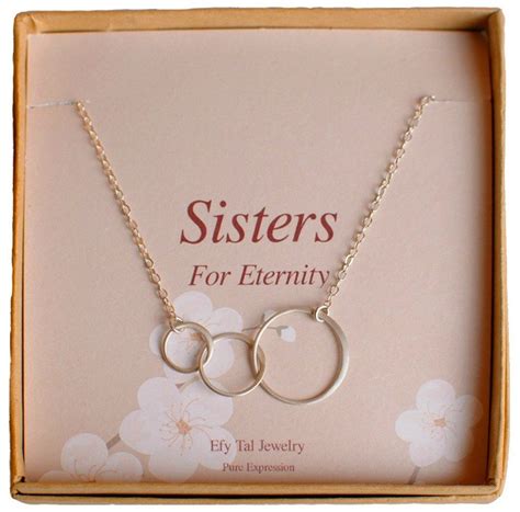 Three Sisters Necklace, Sterling Silver Triple Interlocking Circles Infinity on Card *** Click ...