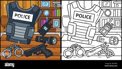 Police Officer Equipment Coloring Illustration Stock Vector Image & Art - Alamy