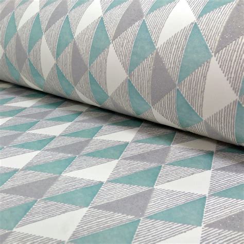 Rasch Harlequin Triangle Stripe Pattern Kitchen Bathroom Vinyl Wallpaper 887914 - Teal | I Want ...