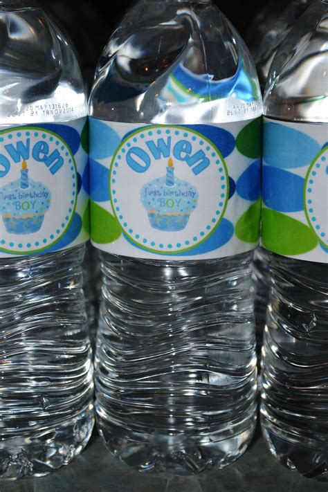 First Birthday Water bottle labels blue and green | Bottle, Water bottle, Boy birthday