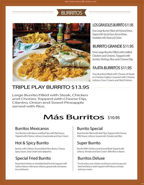 Online Menu of Los Girasoles Restaurant, Kent, Ohio, 44240 - Zmenu