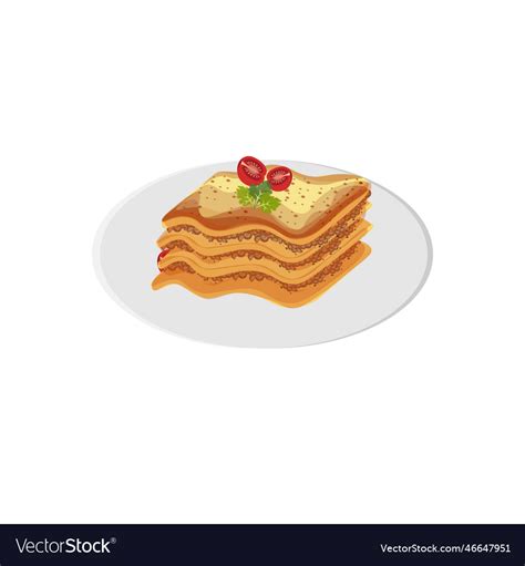 A slice lasagna in white plate Royalty Free Vector Image