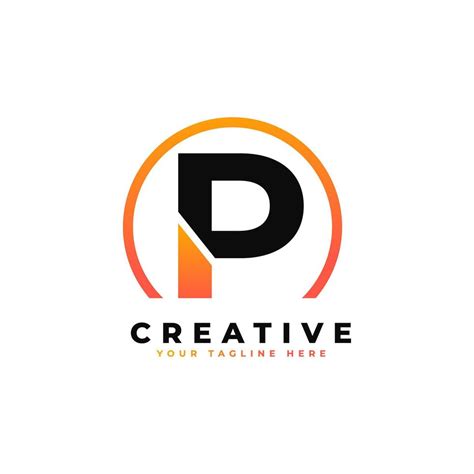 Letter P Logo Design with Black Orange Color and Circle. Cool Modern Icon Letters Logo Vector ...