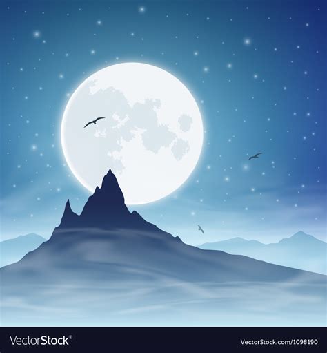 Mountain and moon Royalty Free Vector Image - VectorStock