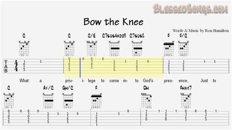 Learn Gospel Songs on Guitar - Bow The Knee - Tablature and Chords ...